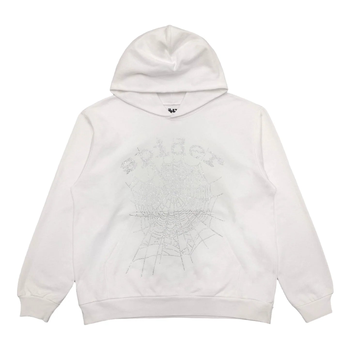 Sweat à capuche Web SP5DER OG strass blanc