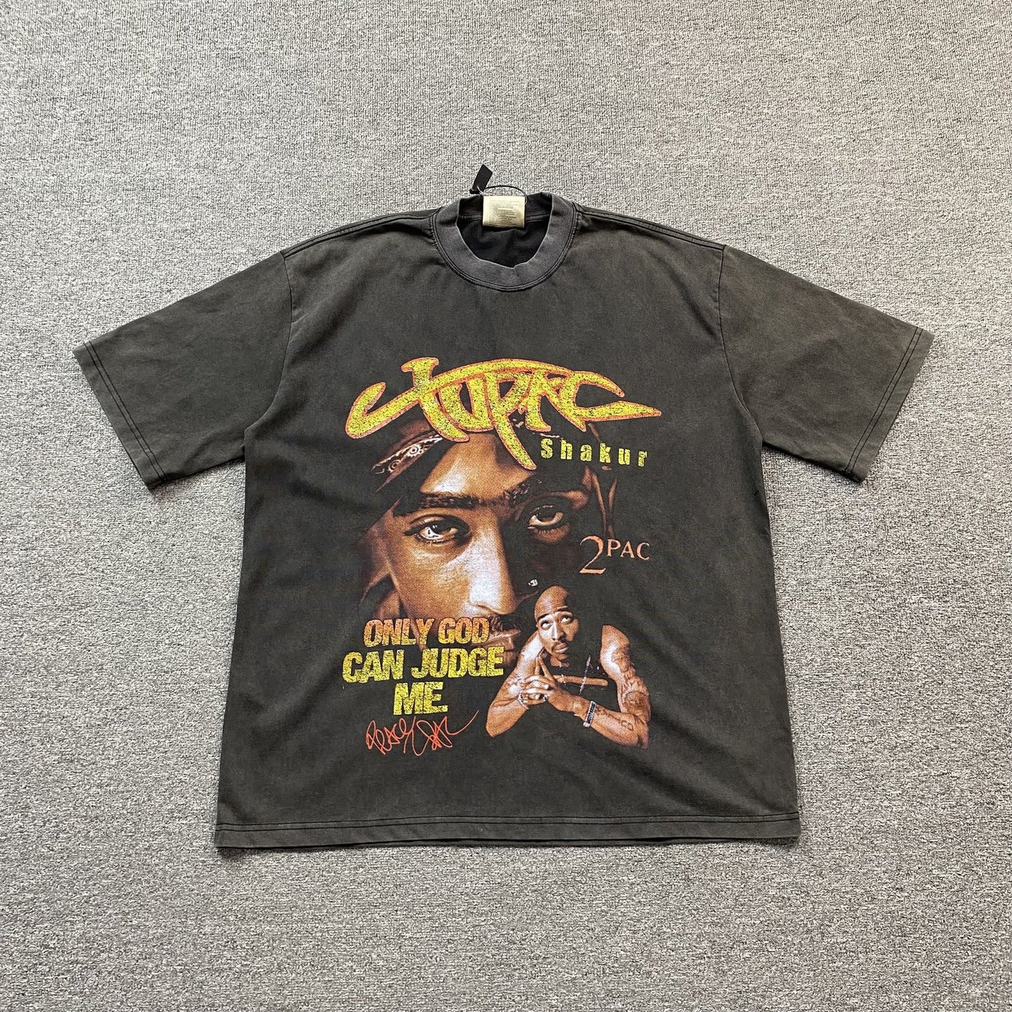 T-SHIRT ICON TUPAC GRIS FONCÉ