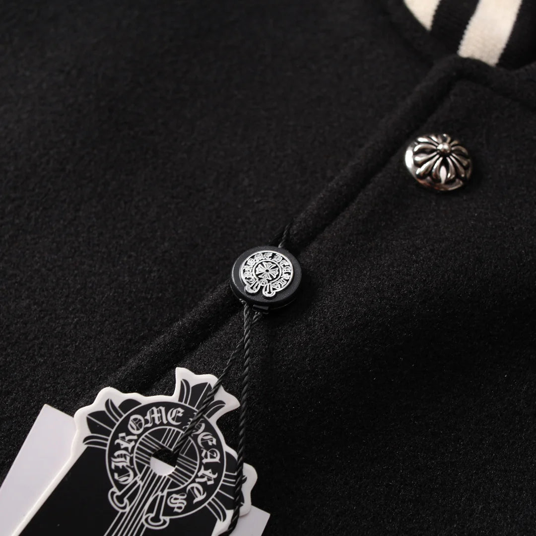 Veste universitaire noire avec logo fer à cheval Chrome Hearts
