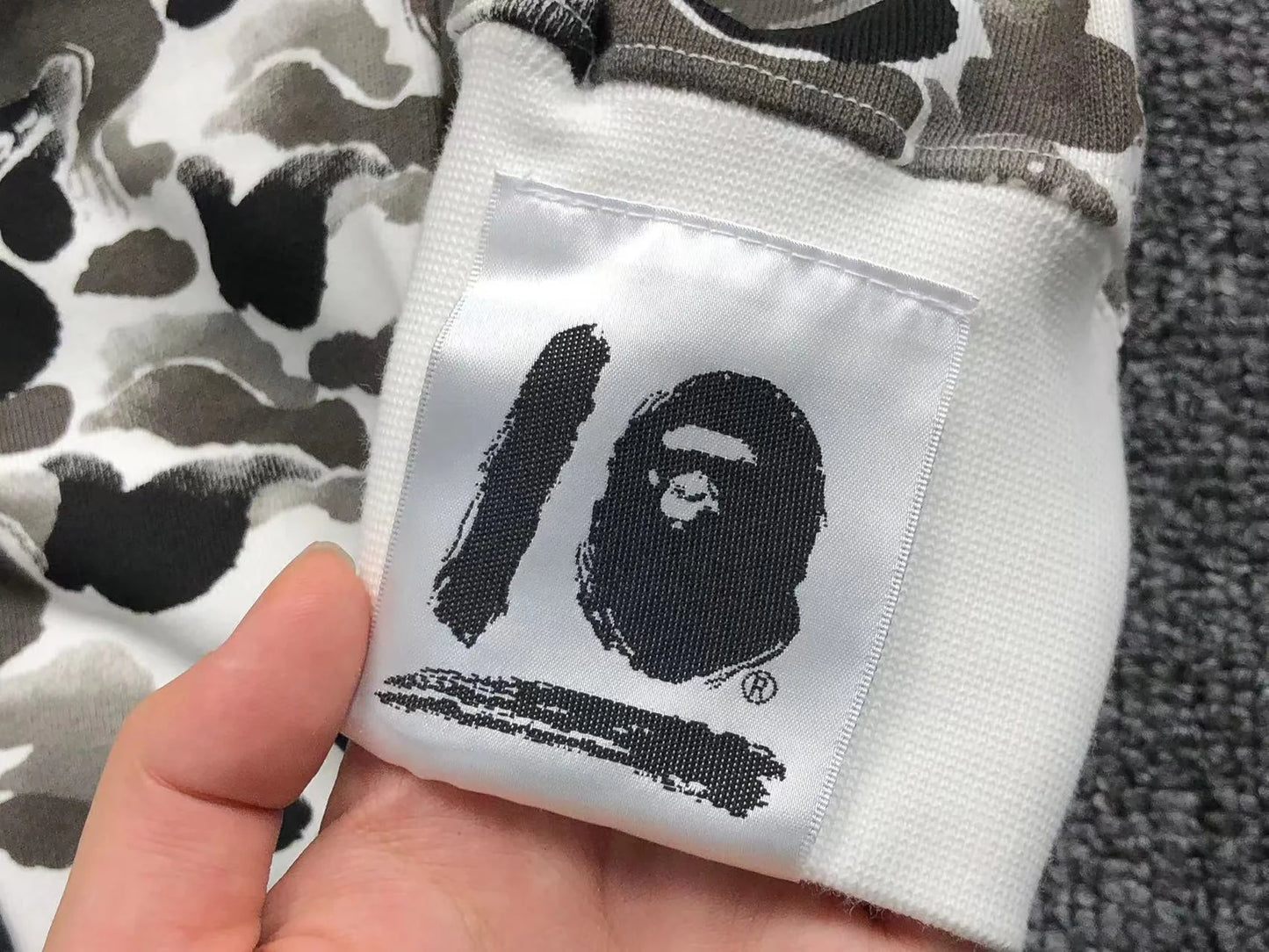 Sweat à capuche zippé intégral BAPE ABC CAMO SHARK GRIS
