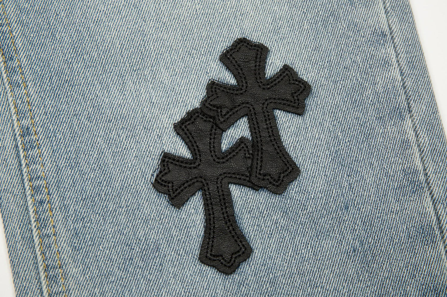JEAN CHROME HEARTS CROSS PATCH BLEU VINTAGE