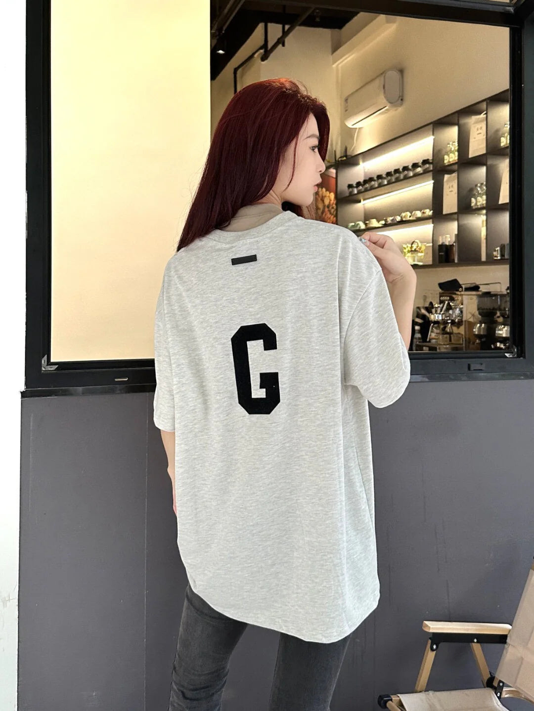 T-shirt « Fear of God » avec la lettre F (gris clair)