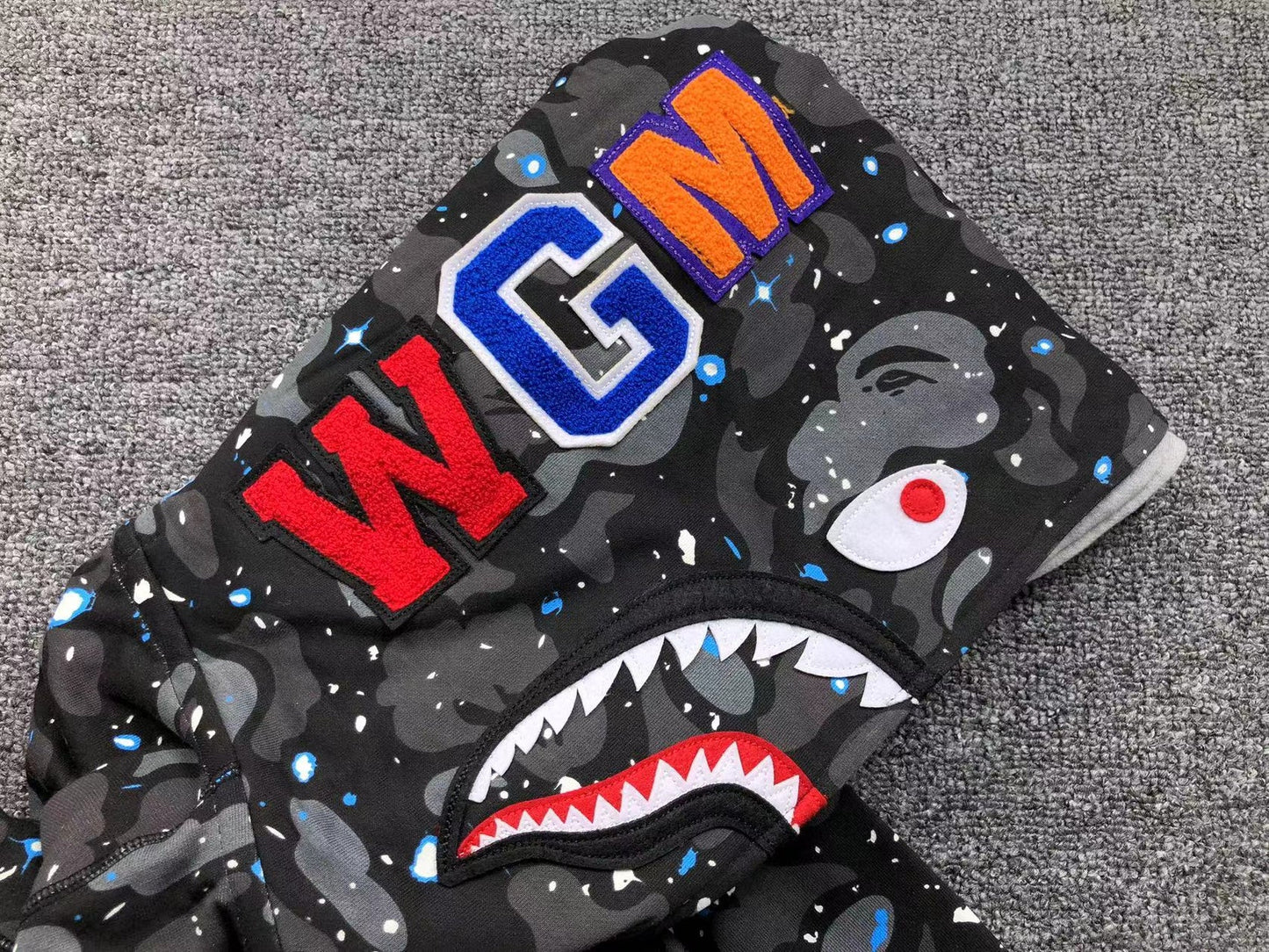Sweat à capuche zippé BAPE SPACE CAMO DOUBLE SHARK NOIR