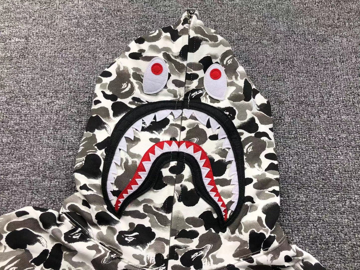 Sweat à capuche zippé intégral BAPE ABC CAMO SHARK GRIS