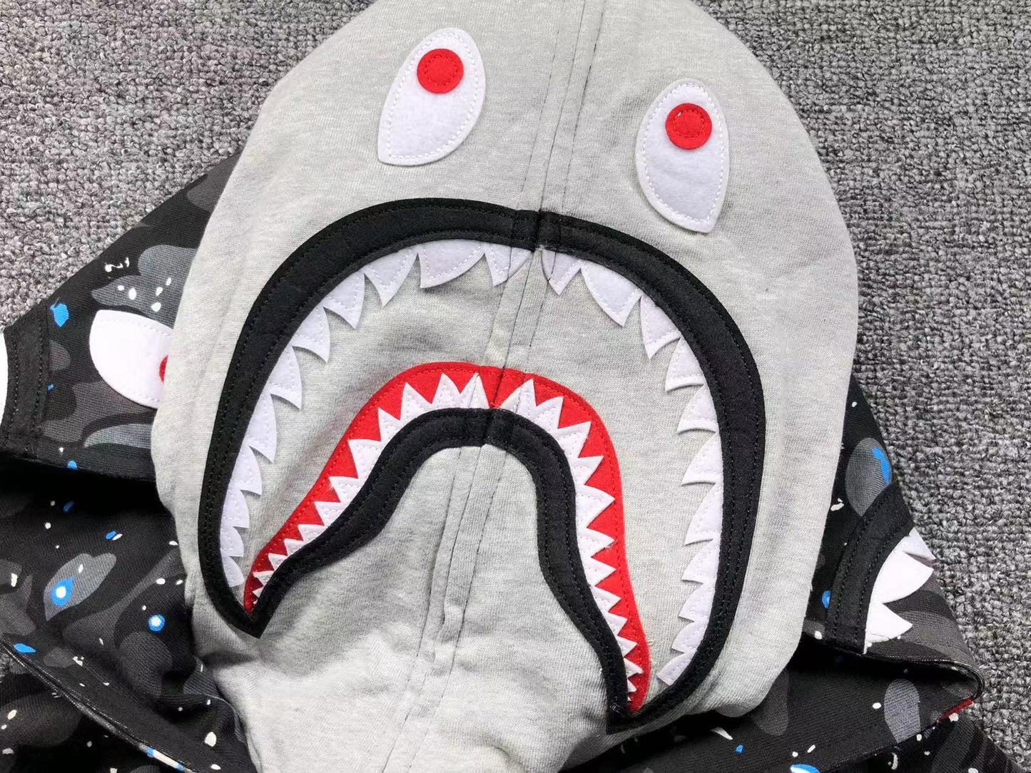 Sweat à capuche zippé BAPE SPACE CAMO DOUBLE SHARK NOIR