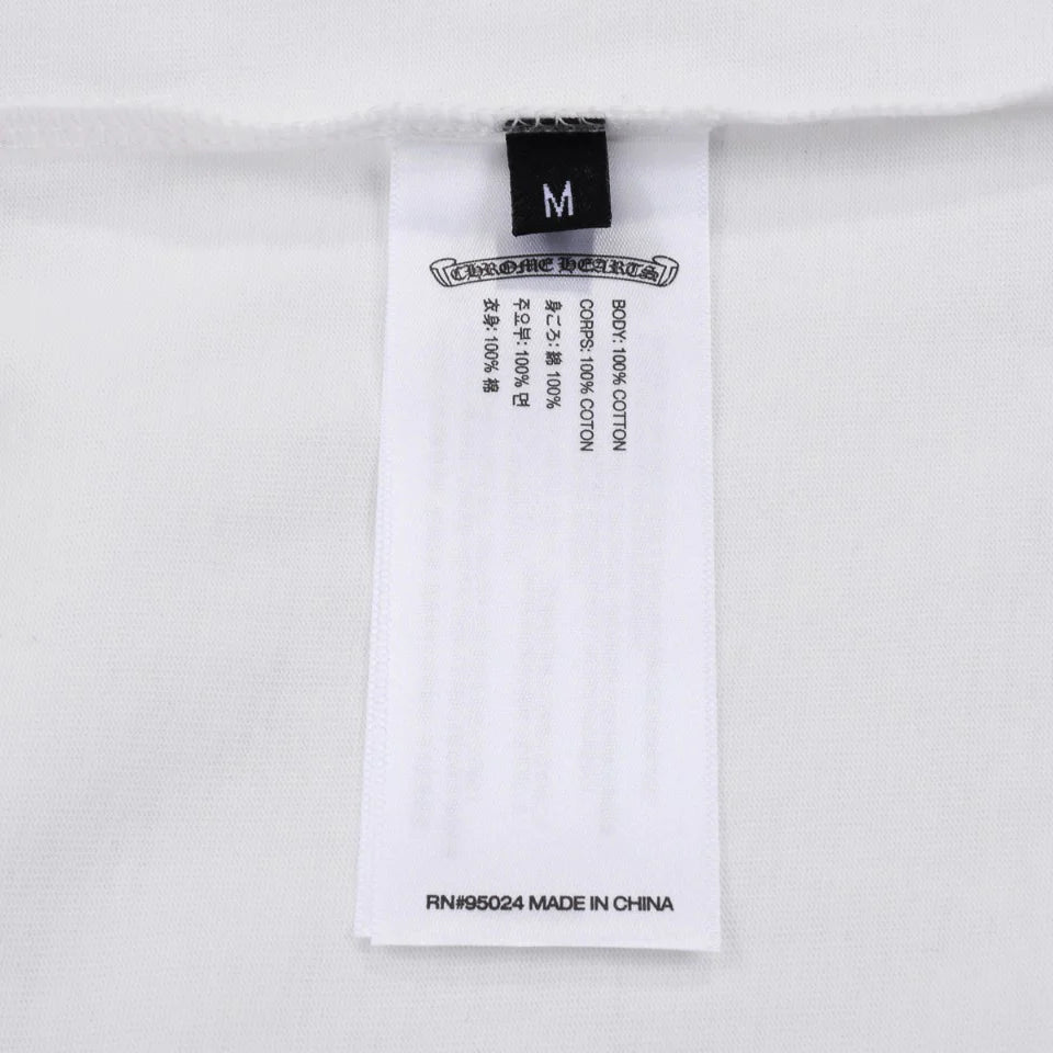 T-SHIRT BLANC À COL AVEC LOGO CHROME HEARTS