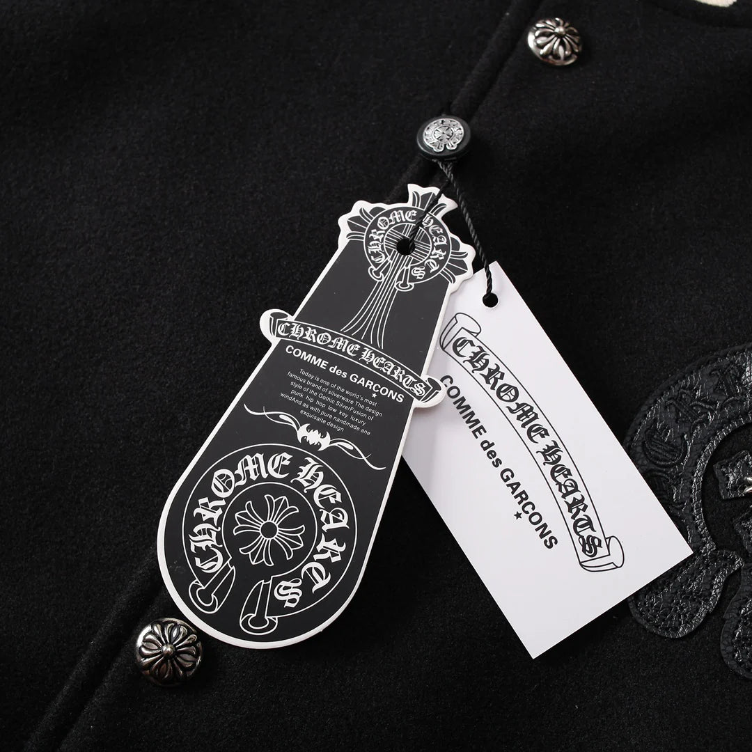 Veste universitaire noire avec logo fer à cheval Chrome Hearts