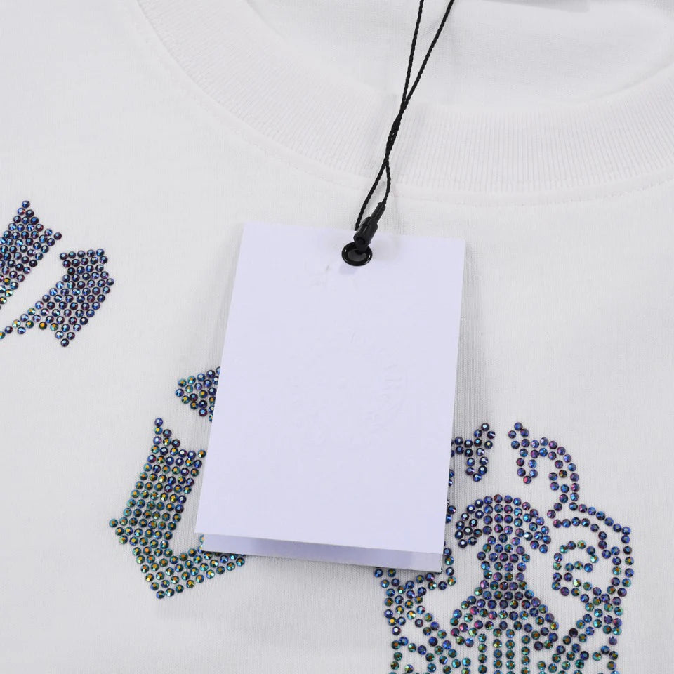 T-SHIRT GRAPHIQUE À PAILLETTES CHROME HEARTS BLANC