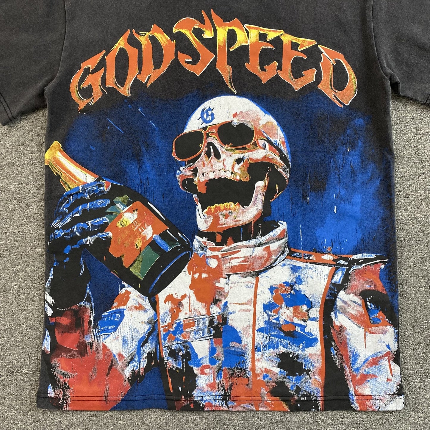 T-SHIRT GODSPEED VICTORY TOAST NOIR DÉLAVÉ
