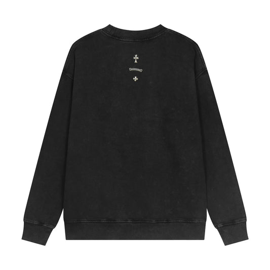 SWEAT-SHIRT NOIR CHROME HEARTS CROIX MÉTALLIQUE