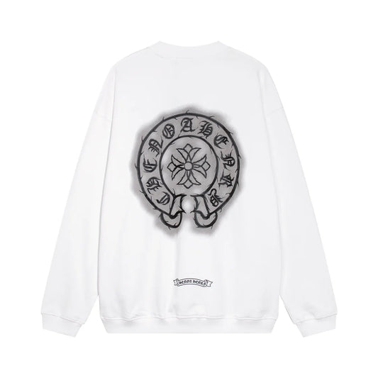 CHROME HEARTS HORSE SHOE LOGO SWEATSHIRT BLANC