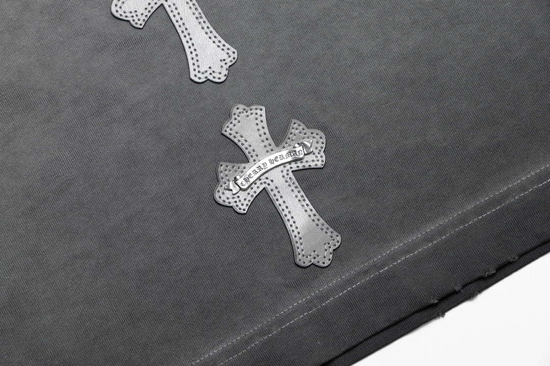 T-SHIRT CHROME HEARTS CROSS PATCH GRIS DÉLAVÉ