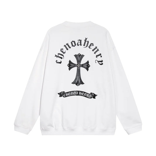 SWEAT-SHIRT CHROME HEARTS BLACK CROSS BLANC