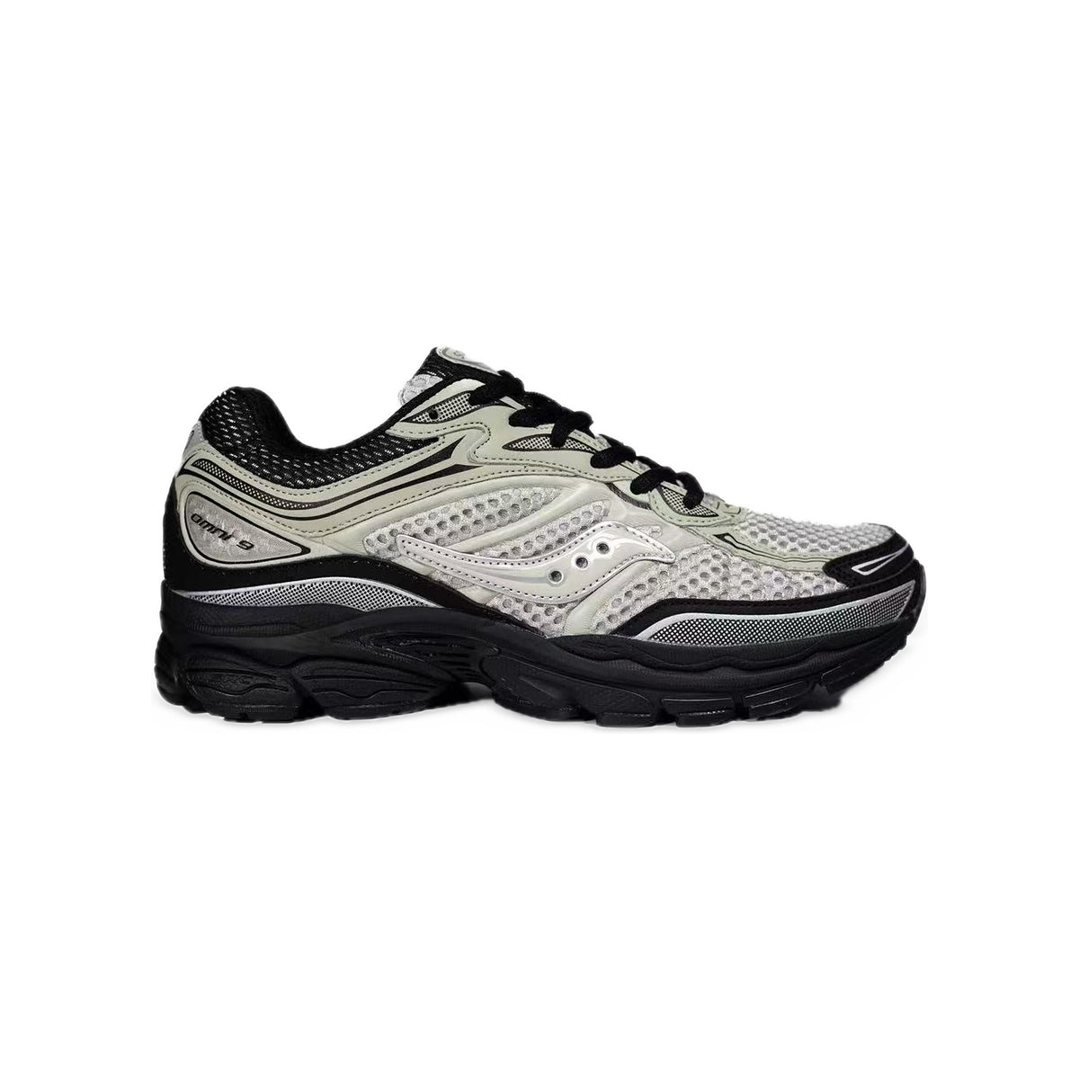 Saucony ProGrid Omni 9 Argent / Noir – vue latérale