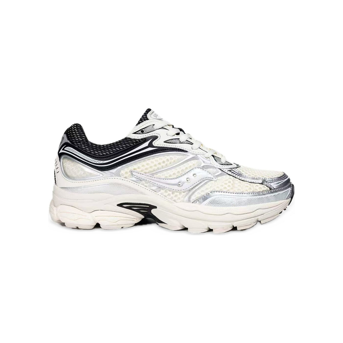 Saucony ProGrid Omni 9 Crème / Argent / Noir – vue latérale