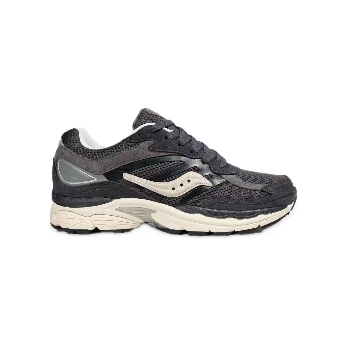 Saucony ProGrid Omni 9 Gris Anthracite / Crème – vue latérale