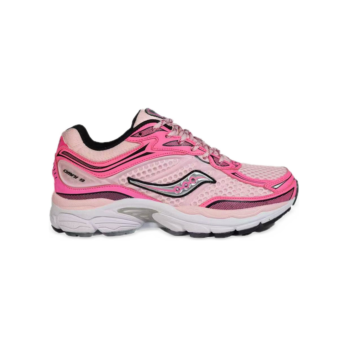 Saucony ProGrid Omni 9 Rose Fluo / Rose Poudré – vue latérale