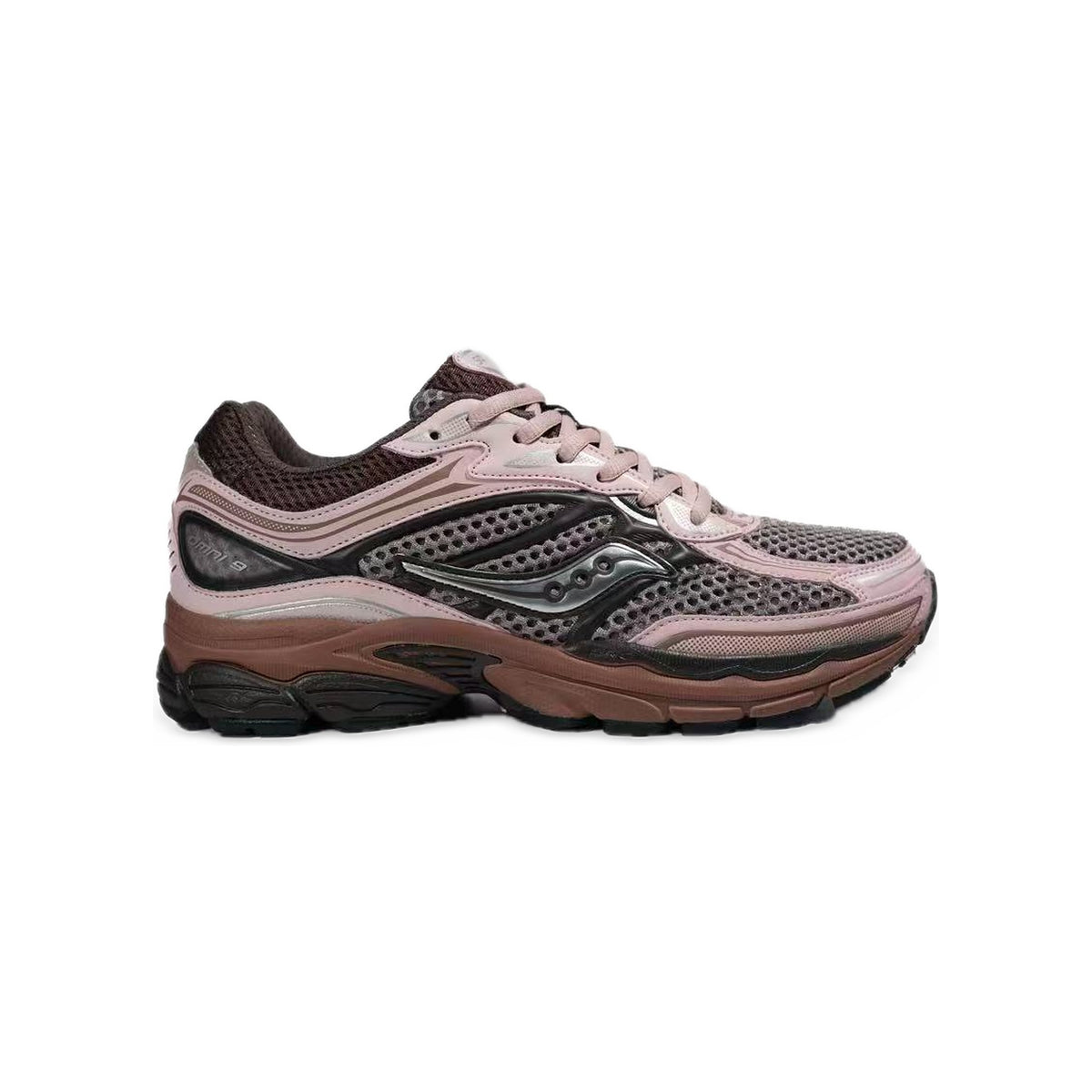 Saucony ProGrid Omni 9 Rose / Marron – vue latérale