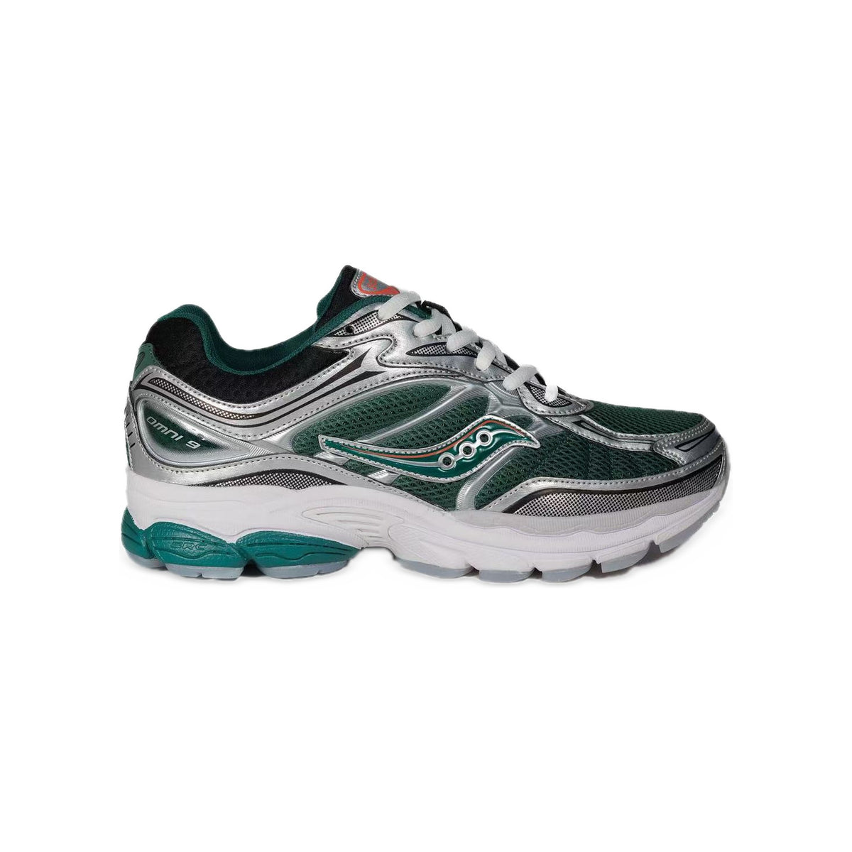 Saucony ProGrid Omni 9 Vert Sapin / Argent – vue latérale
