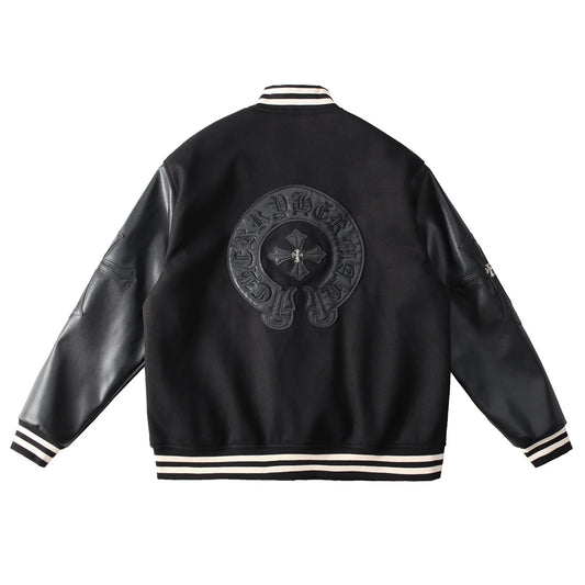 Veste universitaire noire avec logo fer à cheval Chrome Hearts