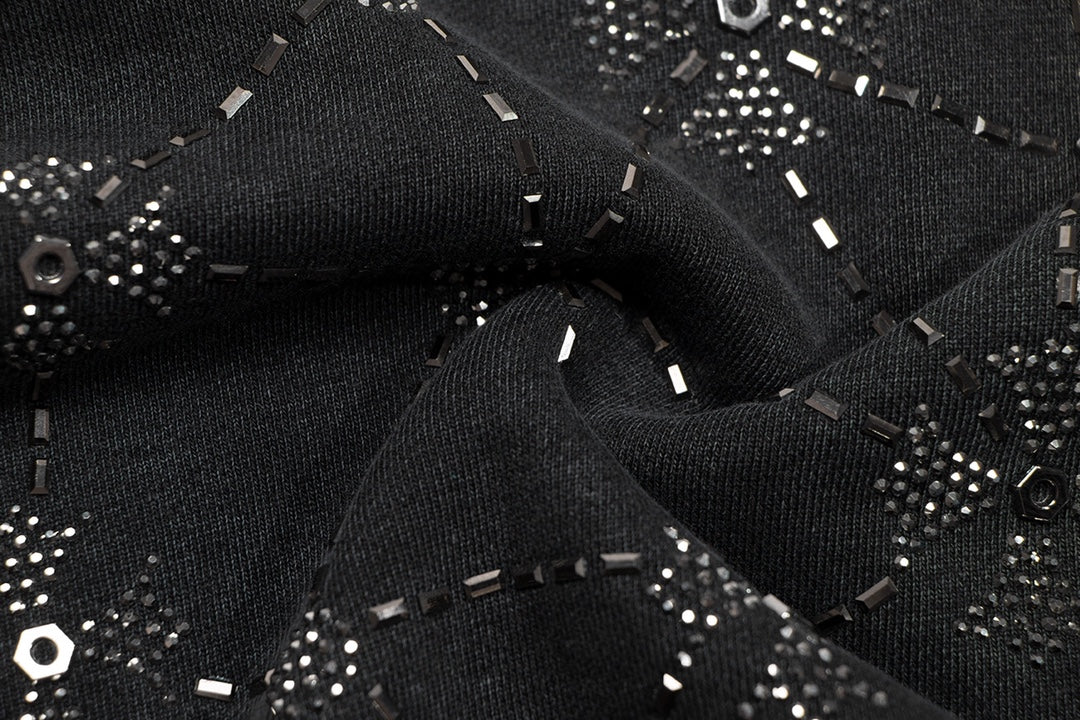 Sweat-shirt en réseau de strass CHROME HEARTS noir délavé