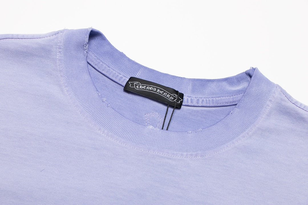 T-SHIRT CHROME HEARTS CROSS PATCH BLEU CLAIR DÉLAVÉ
