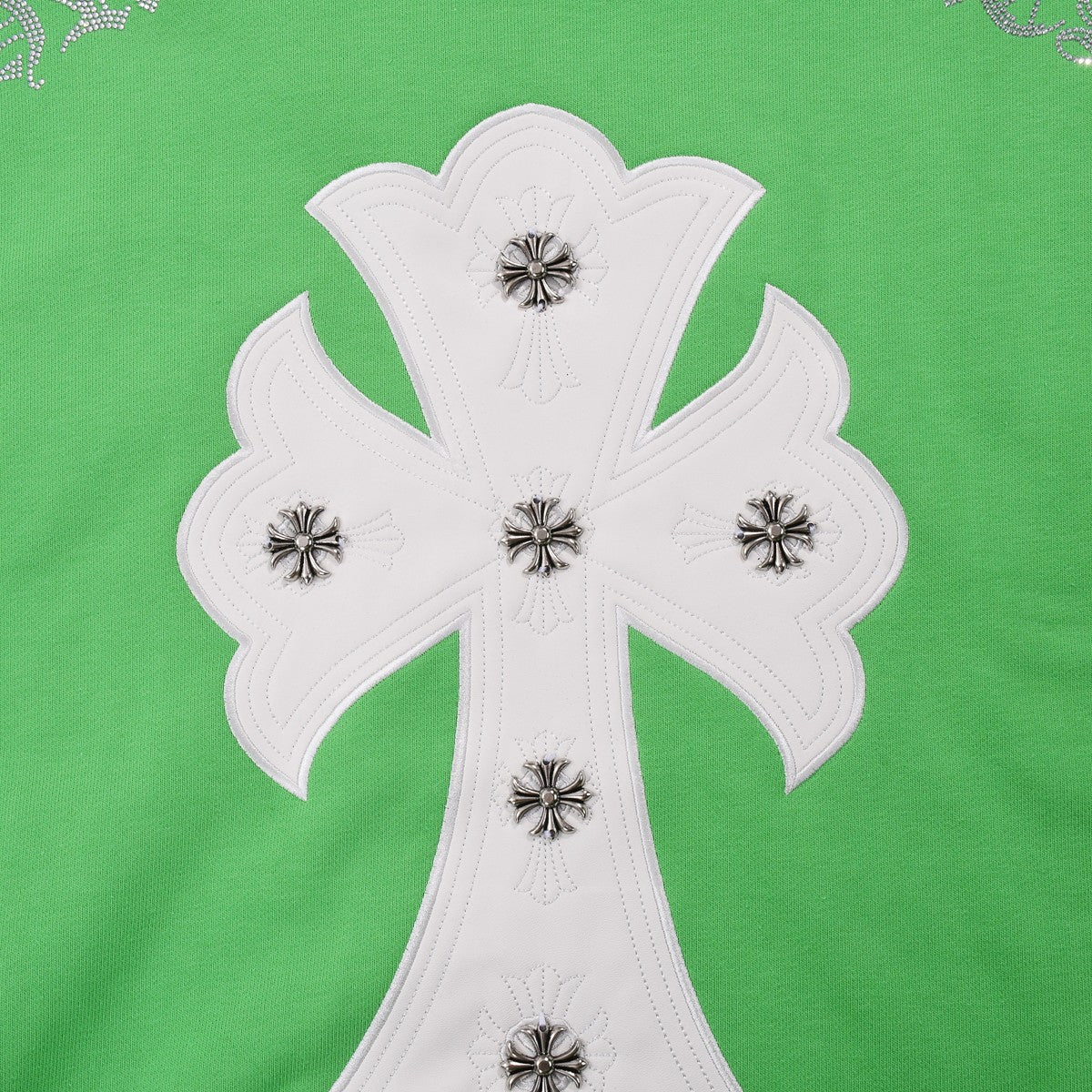 SWEAT-SHIRT CHROME HEARTS PATCH CROIX BLANCHE VERT
