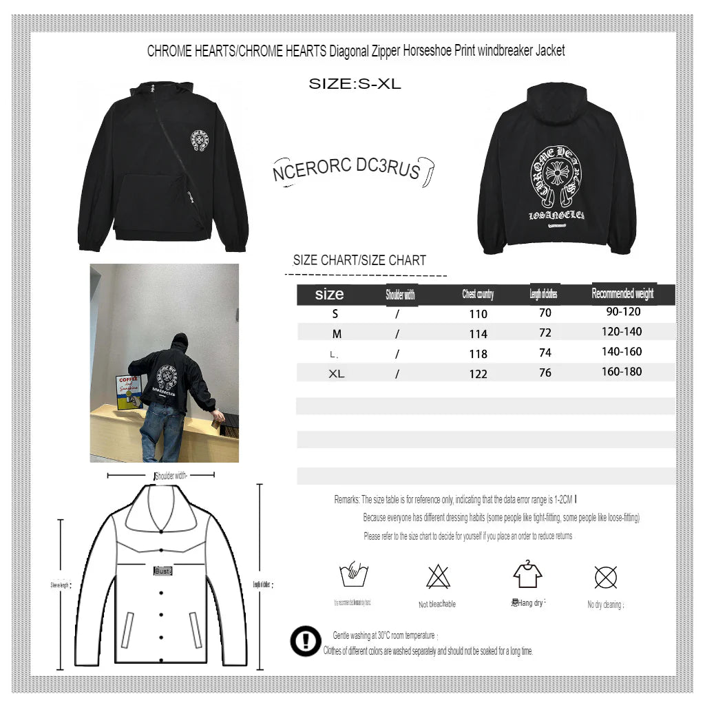 Sweat à capuche zippé asymétrique Chrome Hearts noir