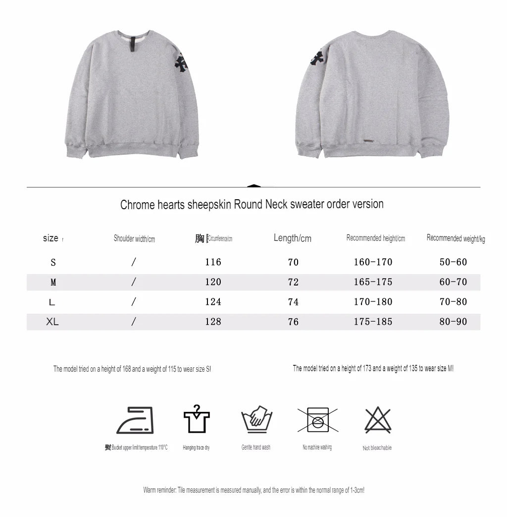 SWEAT-SHIRT CHROME HEARTS CROSS PATCH GRIS