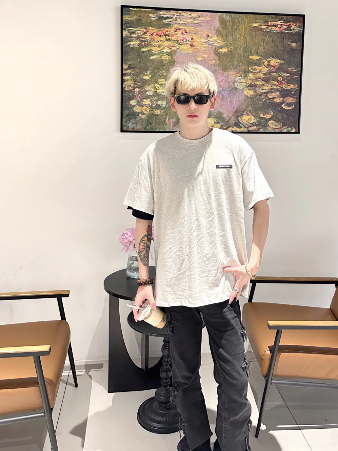 T-shirt avec logo Fear of God Essentials - Gris chiné