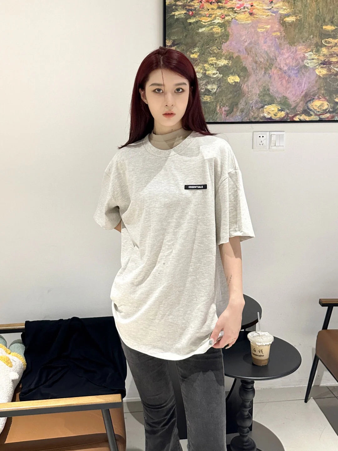 T-shirt avec logo Fear of God Essentials - Gris chiné