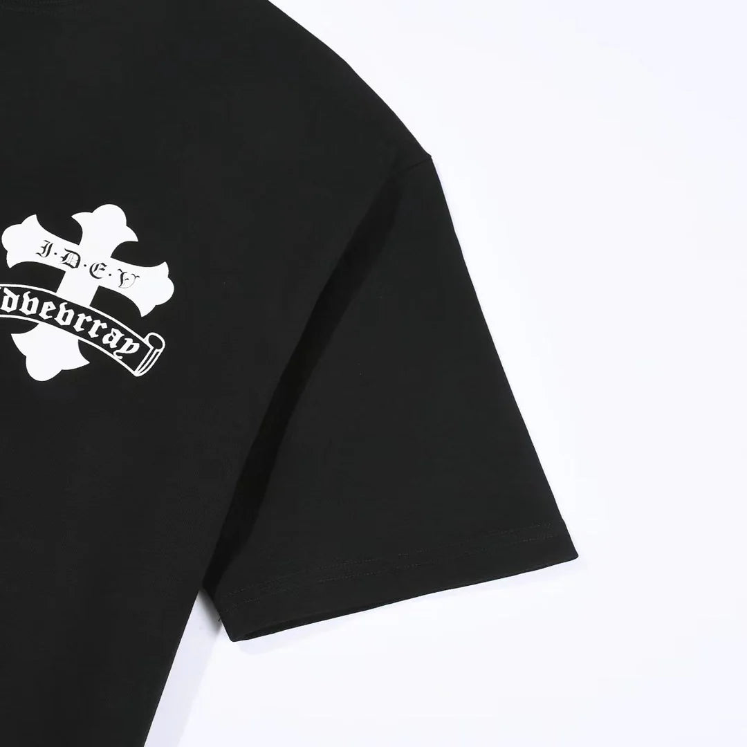 T-SHIRT DOUBLE CROIX BLANC CHROME HEARTS NOIR