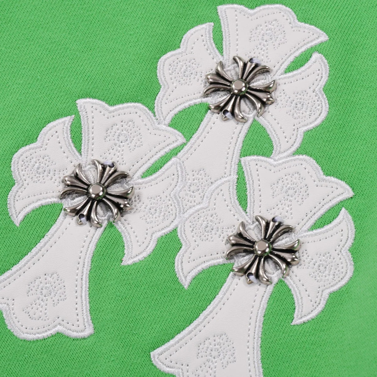 SWEAT-SHIRT CHROME HEARTS PATCH CROIX BLANCHE VERT
