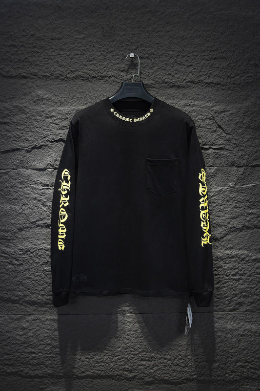T SHIRT MANCHES LONGUES CHROME HEARTS COL JAUNE NOIRES