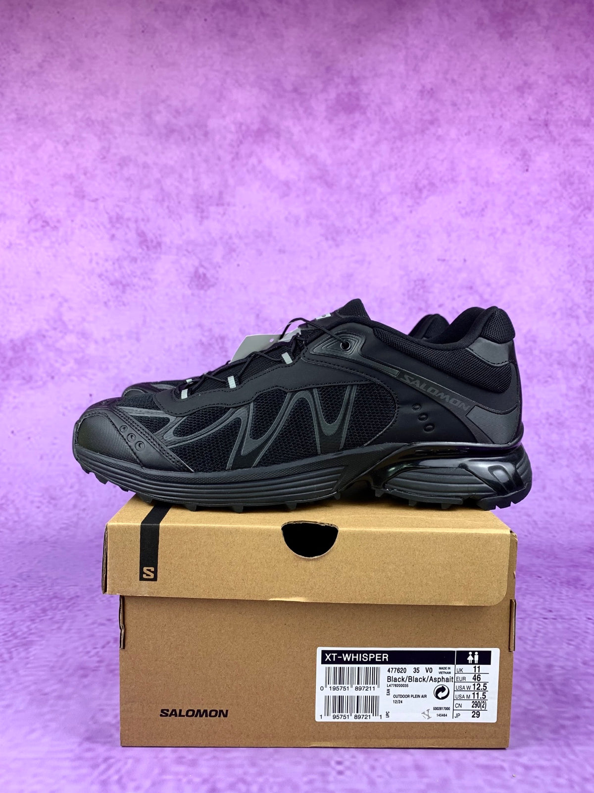 【god】萨洛蒙/salomon XT-Whisper 系列户外越野登山运动鞋，全黑色 477620，3428v size：36-46