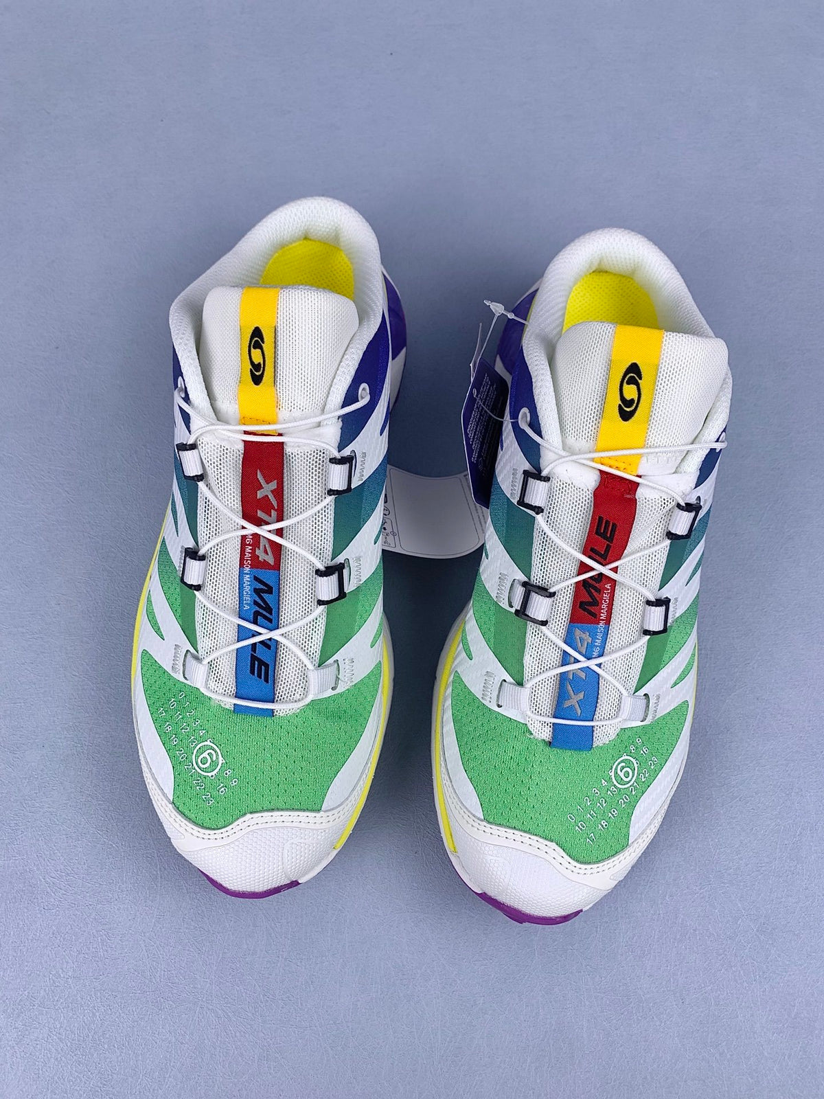 【god】萨洛蒙/Salomon XT-4 Mule MM6 Maison Margiela系列户外运动跑步鞋一脚蹬半拖改良式穆勒鞋， 白绿紫渐变 475402，3326v size：36-45