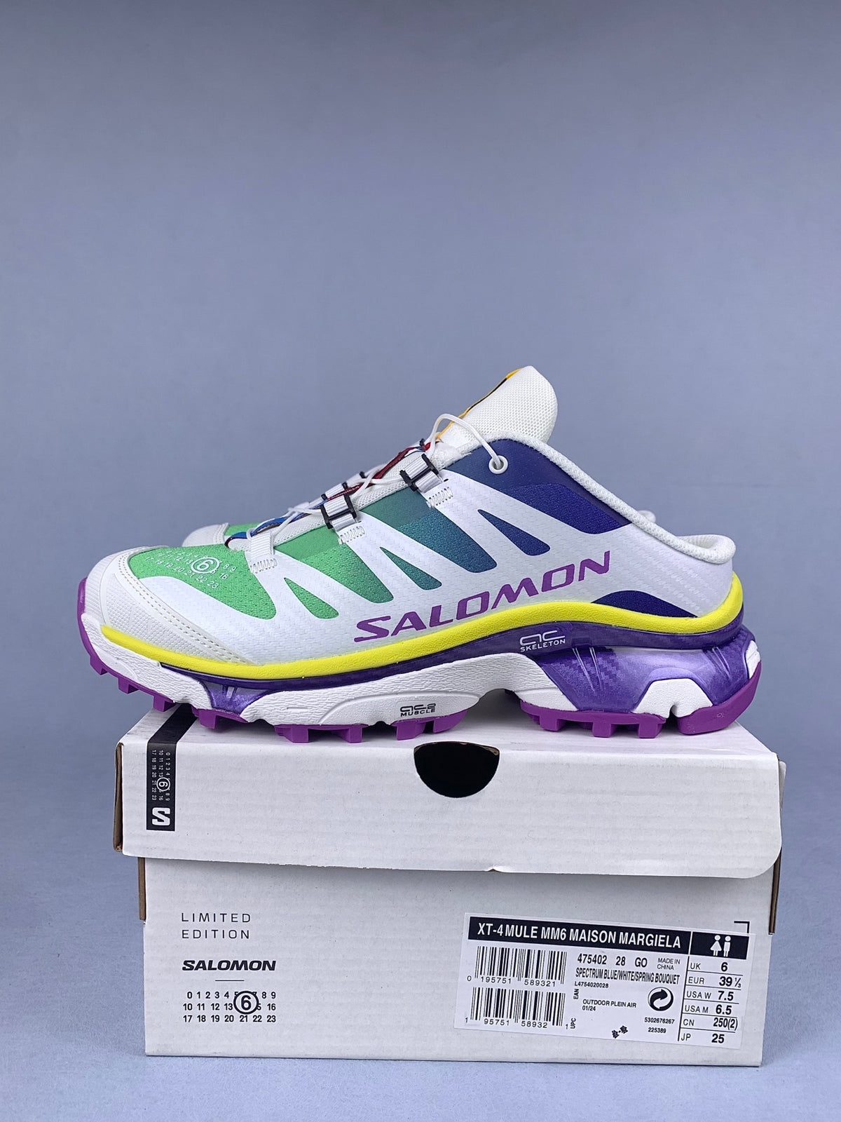 【god】萨洛蒙/Salomon XT-4 Mule MM6 Maison Margiela系列户外运动跑步鞋一脚蹬半拖改良式穆勒鞋， 白绿紫渐变 475402，3326v size：36-45