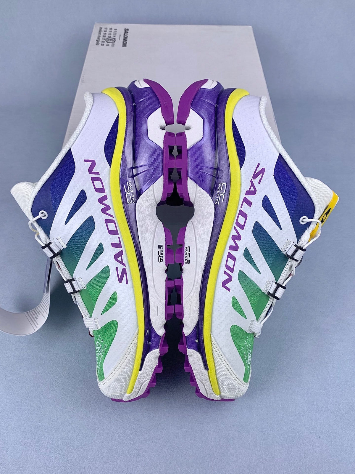 【god】萨洛蒙/Salomon XT-4 Mule MM6 Maison Margiela系列户外运动跑步鞋一脚蹬半拖改良式穆勒鞋， 白绿紫渐变 475402，3326v size：36-45