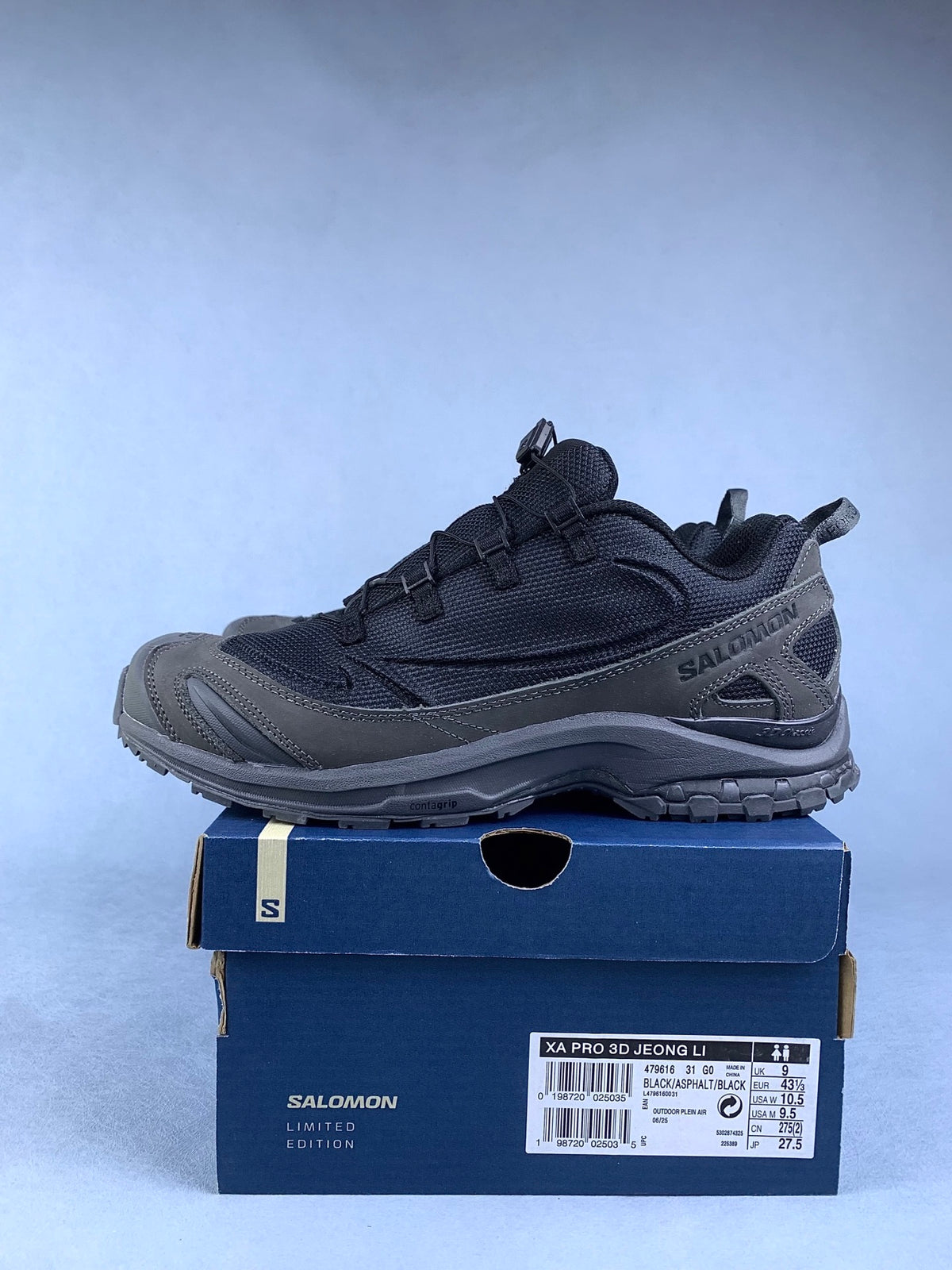 【god】萨洛蒙/Salomon XA Pro 3D x Jeong Li系列户外登山运动跑步鞋，Black & Asphalt 黑色和沥青 479616，3428v size：36-46