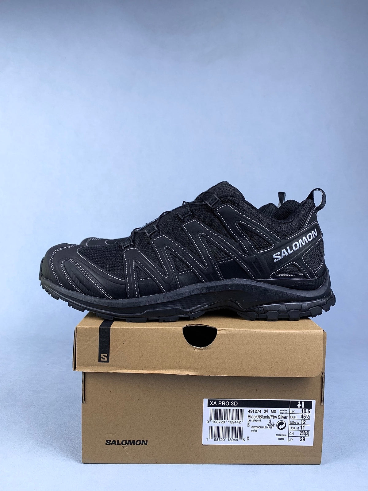 【god】萨洛蒙/Salomon XA Pro 3D 系列户外登山徒步运动跑步鞋，黑色白线条 491274，3428v size：36 -46