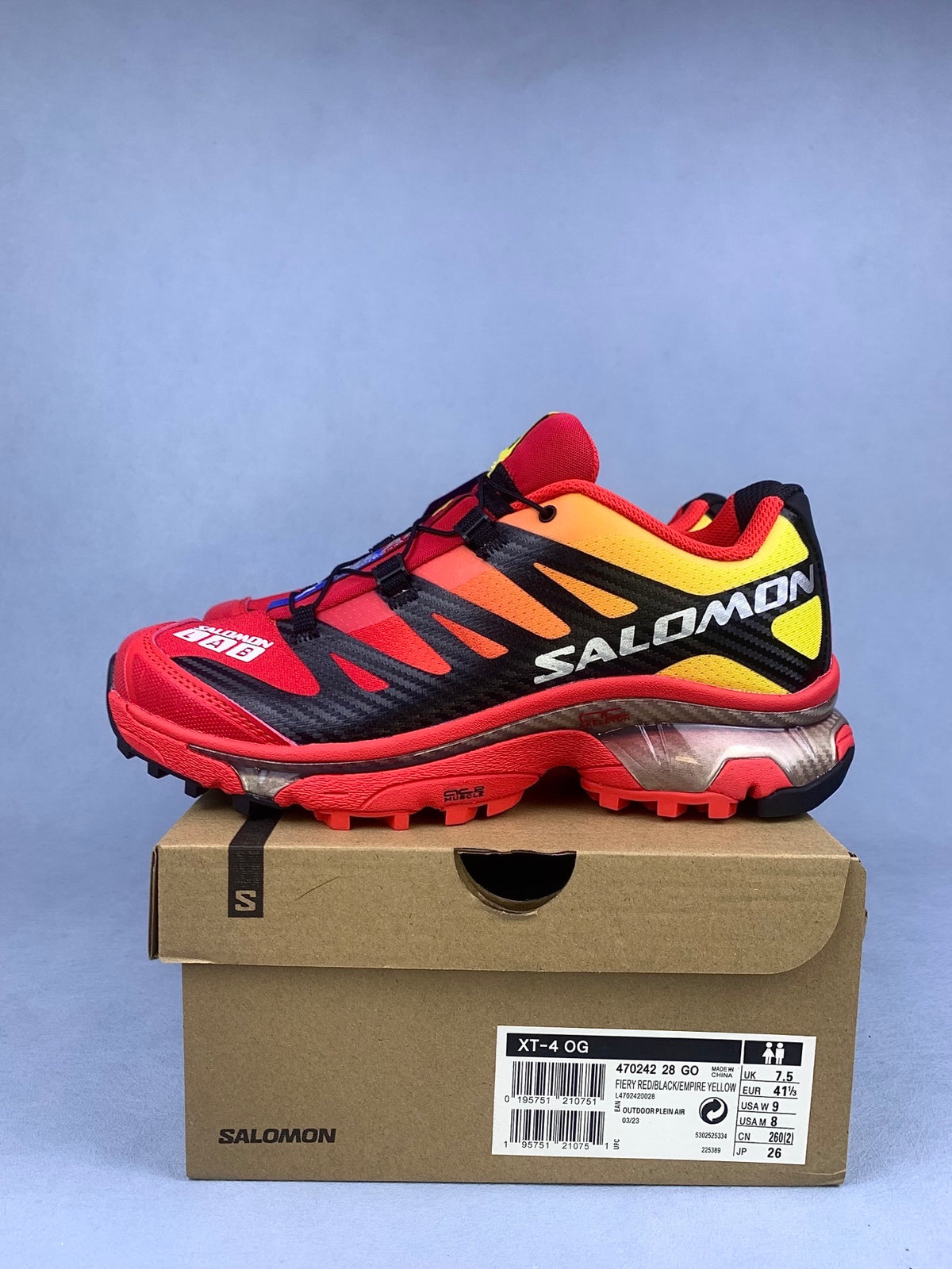 【god 】萨洛蒙/Salomon XT-4 OG 系列户外机能越野跑鞋，火焰红渐变 470242，3326v size：36 -46