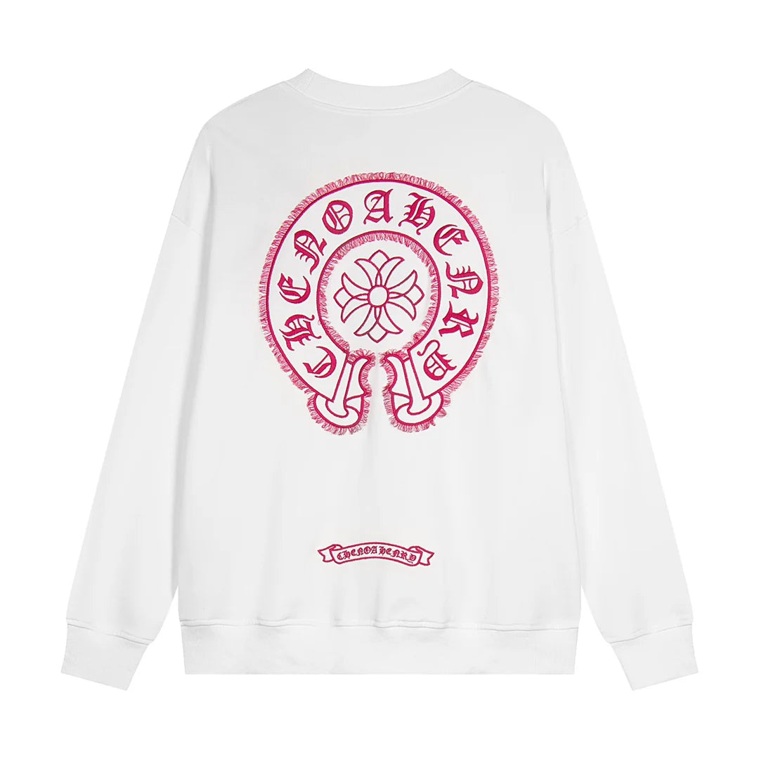 CHROME HEARTS ROSE HORSE SHOE LOGO SWEATSHIRT BLANC