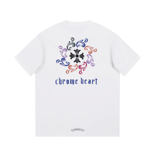 T-SHIRT BLANC À COL AVEC LOGO CHROME HEARTS