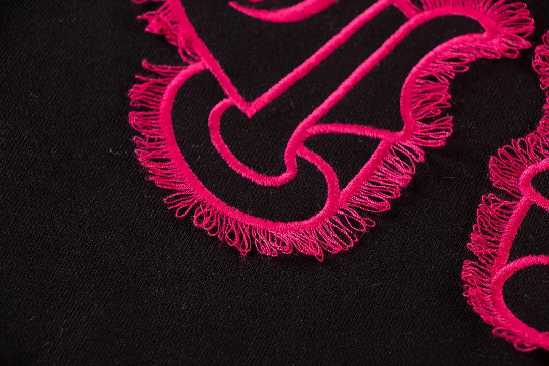 Sweat-shirt noir avec logo fer à cheval rose CHROME HEARTS