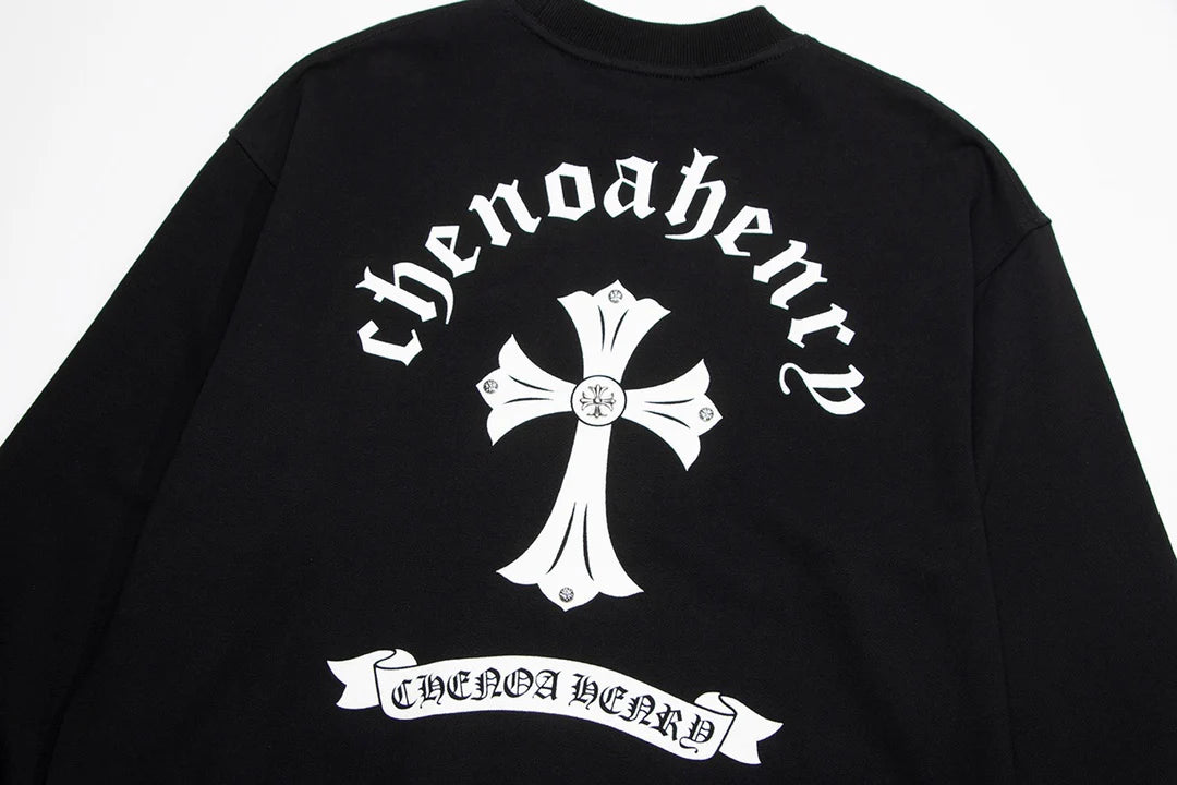 SWEAT-SHIRT NOIR CHROME HEARTS CROIX BLANCHE
