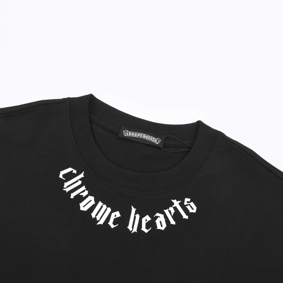 T-SHIRT COL LOGO CHROME HEARTS NOIR
