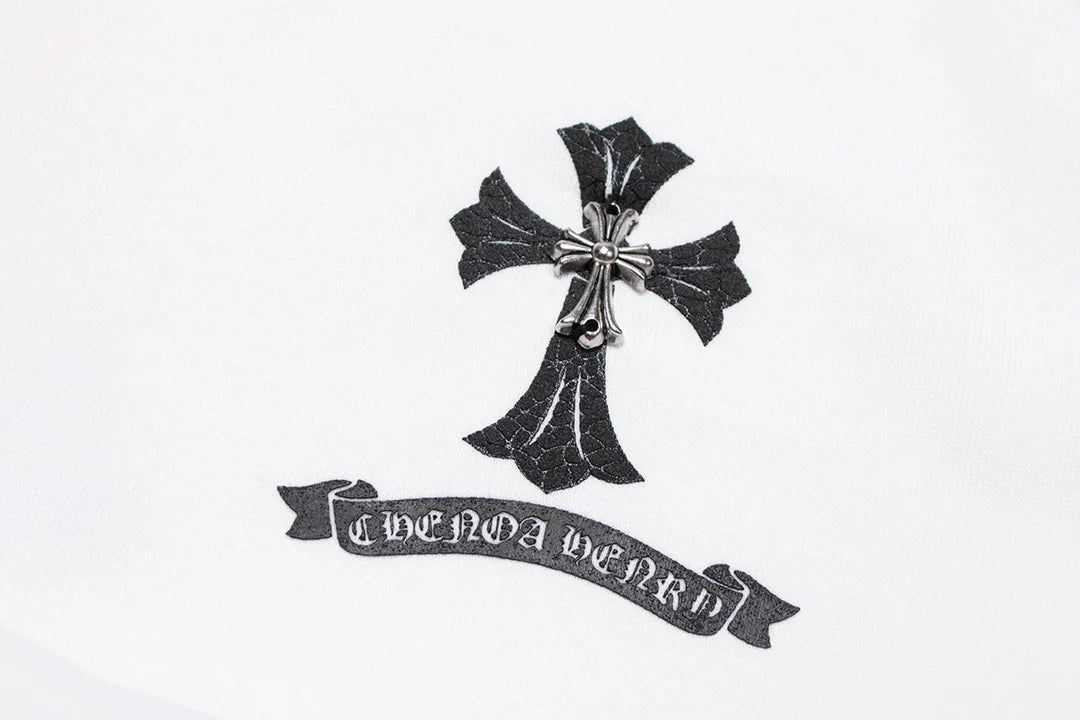 SWEAT-SHIRT CHROME HEARTS BLACK CROSS BLANC