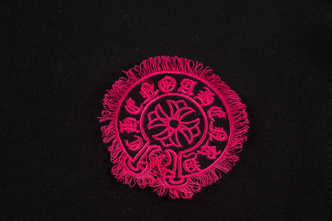 Sweat-shirt noir avec logo fer à cheval rose CHROME HEARTS