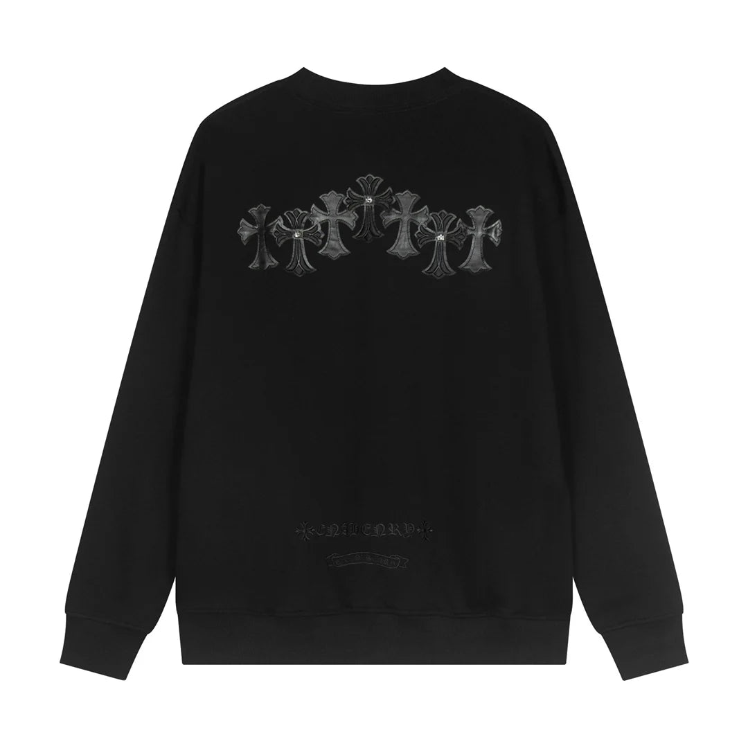 SWEAT-SHIRT NOIR AVEC PATCH CROIX CHROME HEARTS