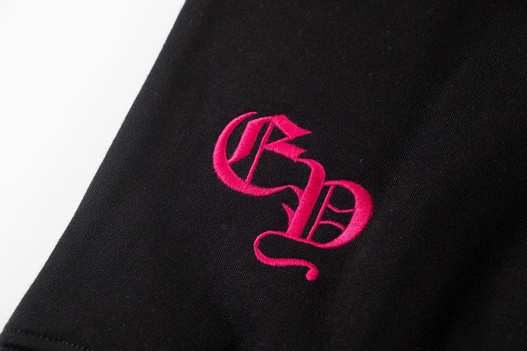 Sweat-shirt noir avec logo fer à cheval rose CHROME HEARTS
